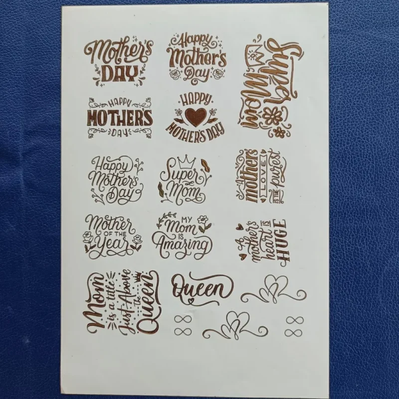 Mother’s Day Embossed Gold Sticker for Resin Art