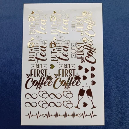 Tea & Coffee Resin Coaster with Embossed Gold Sticker | Handmade Epoxy Art Coaster