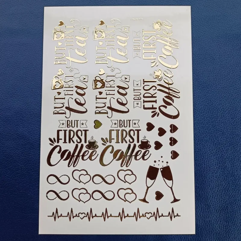 Tea & Coffee Resin Coaster with Embossed Gold Sticker | Handmade Epoxy Art Coaster