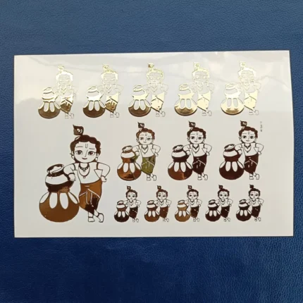 Little Krishna Resin Coaster with Embossed Gold Sticker | Handmade Epoxy Art Coaster | Cute & Spiritual