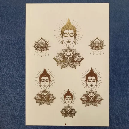 Buddha Ji with Lotus Design Embossed Gold Sticker Sheet for Resin Art (Size A5)