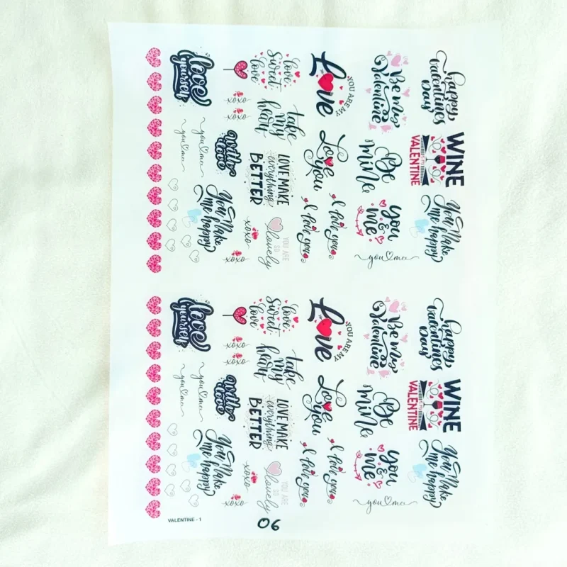 Valentine’s Day Insert Sticker Sheet for Resin Art