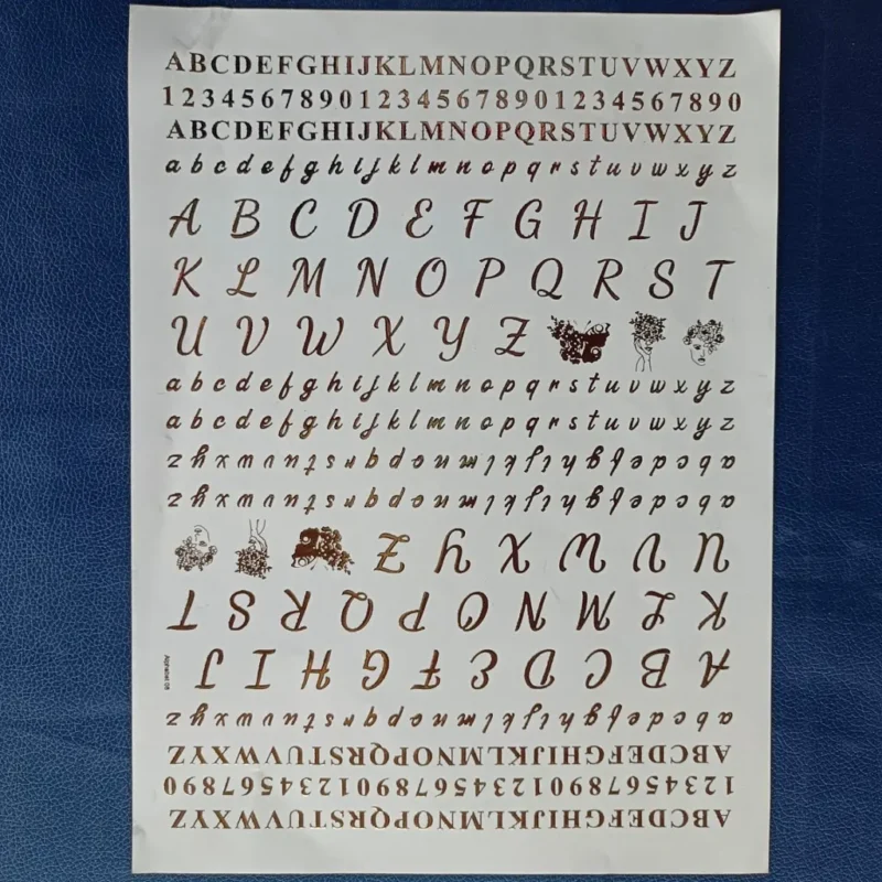 Alphabet & Numbers Embossed Gold Sticker for Resin Art