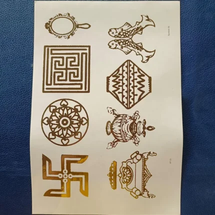 Jain Symbol Gold Embossed Sticker Sheet | Navkar Mantra Ahimsa Logo Foil Stickers for Resin Art