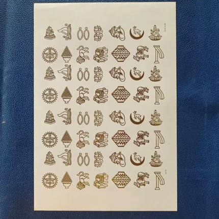 Jain Symbol Gold Embossed Sticker Sheet | Navkar Mantra Ahimsa Logo Foil Stickers for Resin Art