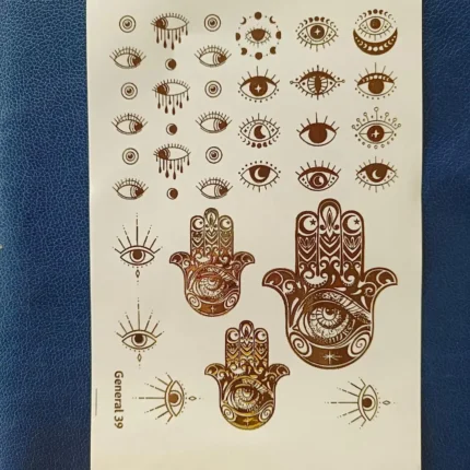 Evil Eye Gold Embossed Sticker Sheet | Nazar Protection Foil Stickers for Resin Art, DIY Crafts