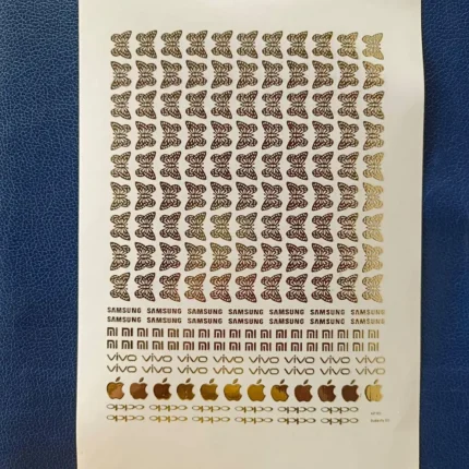 Mobile Brand Logo Gold Embossed Sticker Sheet | Oppo Vivo Mi Apple Foil Stickers for Resin Art