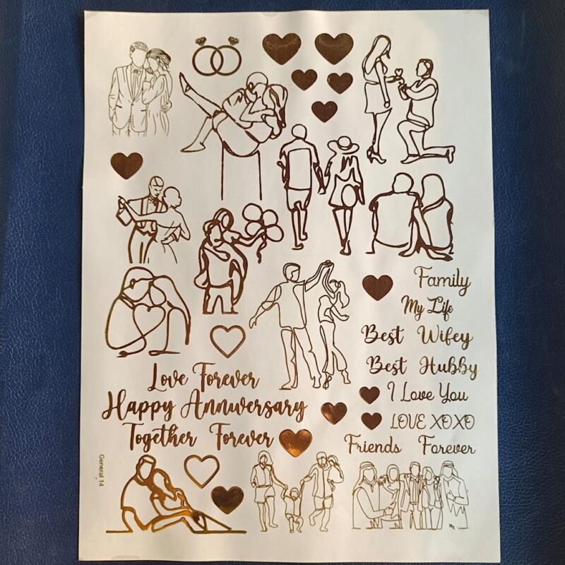 Love Forever Family Gold Embossed Sticker Sheet | Foil Stickers for Resin Art