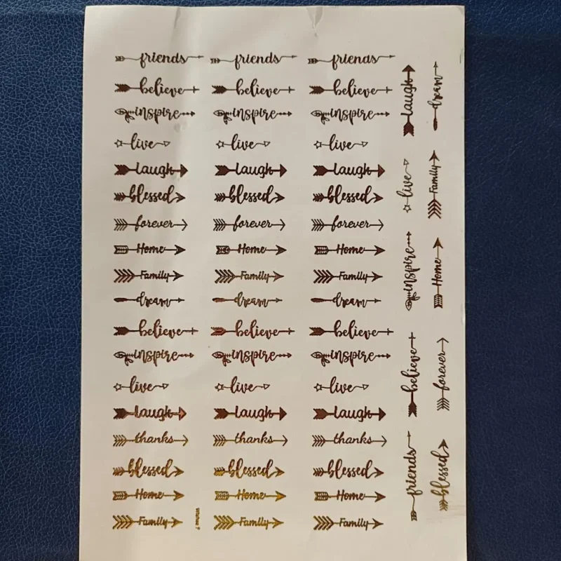 Book Mark Making Gold Embossed Sticker Sheet | Resin Art Foil Stickers for DIY Crafts