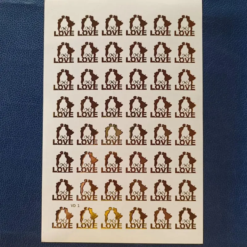 Couple Love Gold Embossed Sticker Sheet | Romantic Foil Stickers for Resin Art, DIY Crafts, Scrapbooks, Greeting Cards & Personalized Gifts