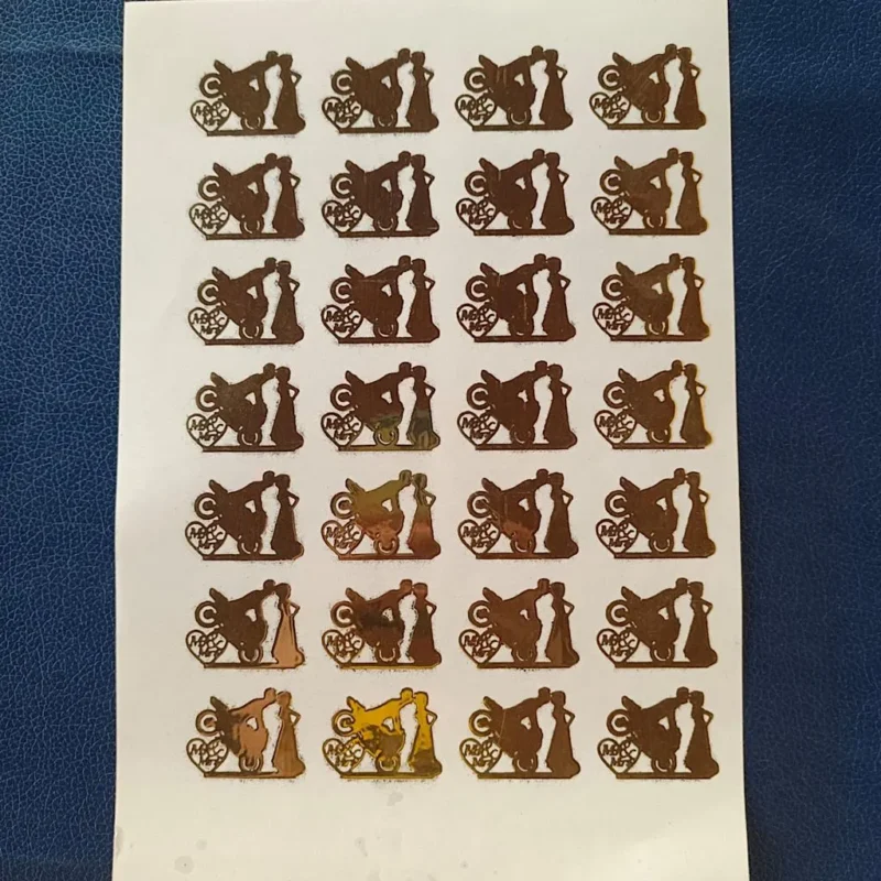 Valentine’s Day Gold Embossed Sticker Sheet | Romantic Foil Stickers for Resin Art, DIY Crafts