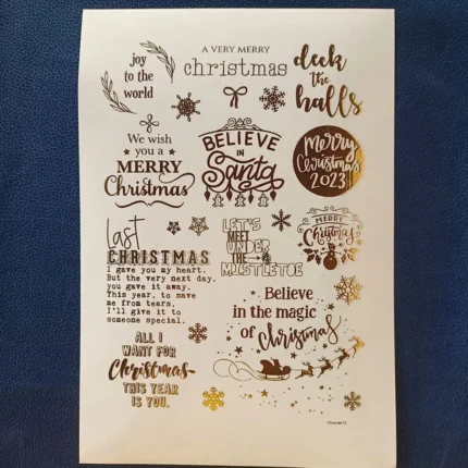 Christmas Coaster Making Gold Embossed Sticker Sheet | Foil Stickers for Resin Art, DIY Crafts