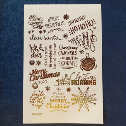Christmas Design 2 Gold Embossed Sticker Sheet | Festive Foil Stickers for Resin Art, DIY Crafts