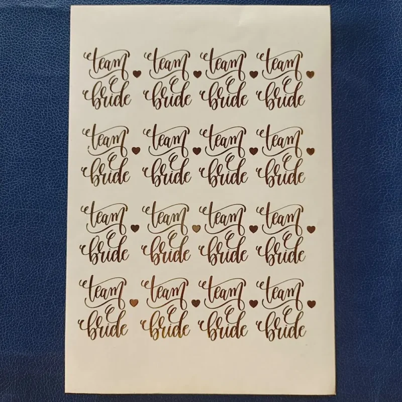 Bride Gold Embossed Sticker Sheet | Wedding & Bridal Foil Stickers for Resin Art