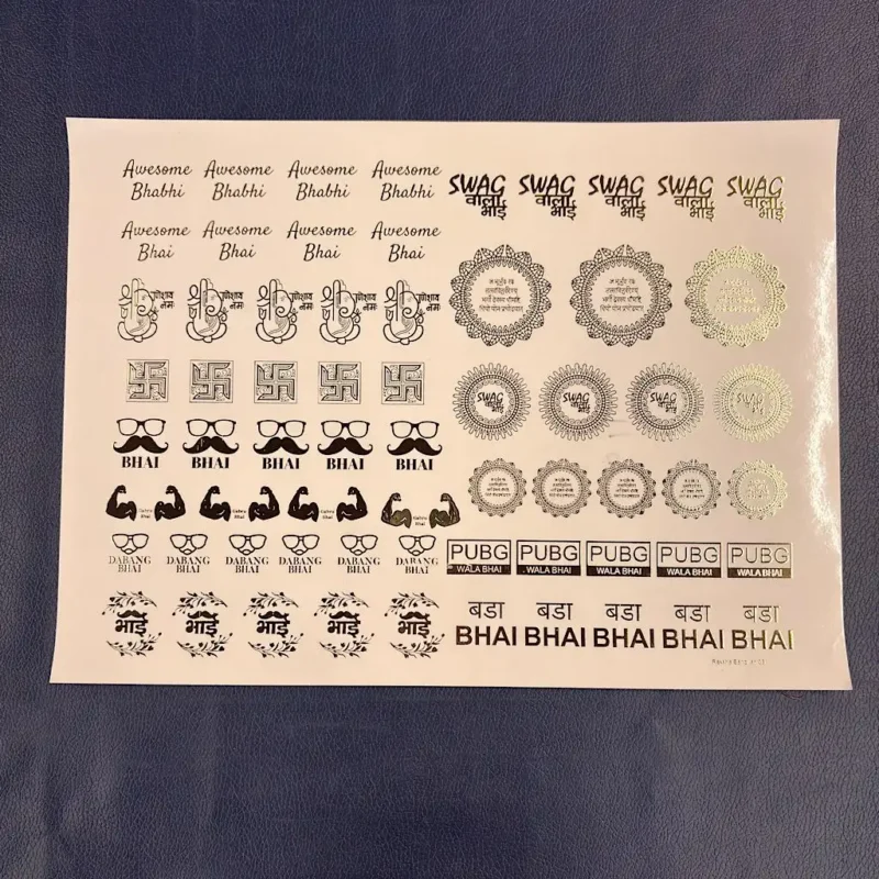 Mix Rakhi Embossed Gold Sticker Sheet – Decorative Raksha Bandhan Stickers for Cards, Gifts, DIY Crafts