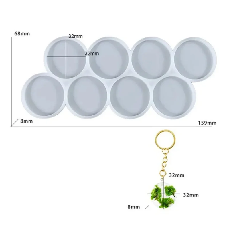 8 Cavity Round Keychain & Pendant Mould