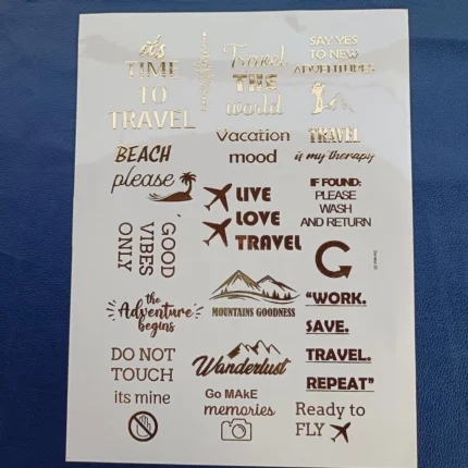 Large Size Travel Theme Resin Coaster with Embossed Gold Sticker | Handmade Epoxy Art Coaster