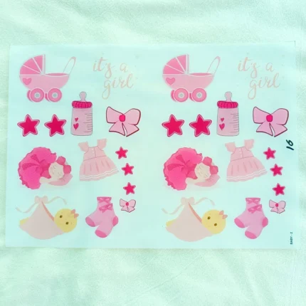 Baby Girl UV DTF Sticker Sheet for Resin Art