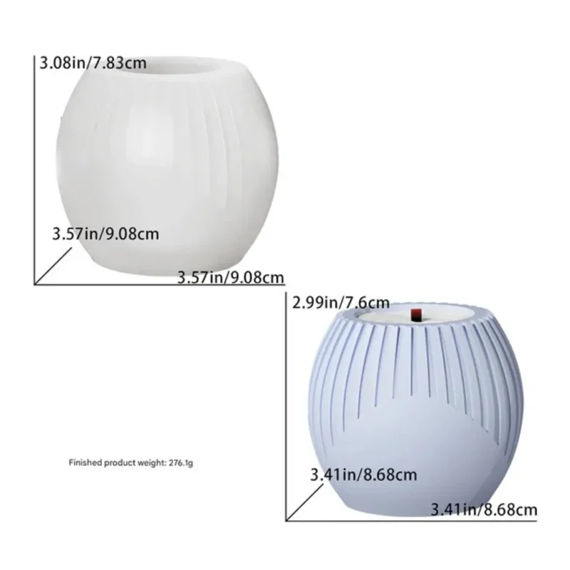 Vertical Striped Spherical Candle & Planter Silicone Mould