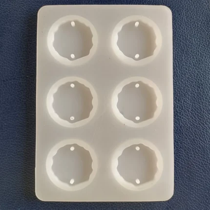 6 Cavity Round Agate Rakhi Silicone Mould for Resin Art | DIY Rakhi Making Mould with Thread Holes