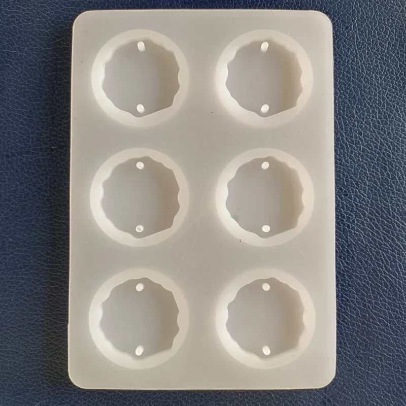 6 Cavity Round Agate Rakhi Silicone Mould for Resin Art | DIY Rakhi Making Mould with Thread Holes