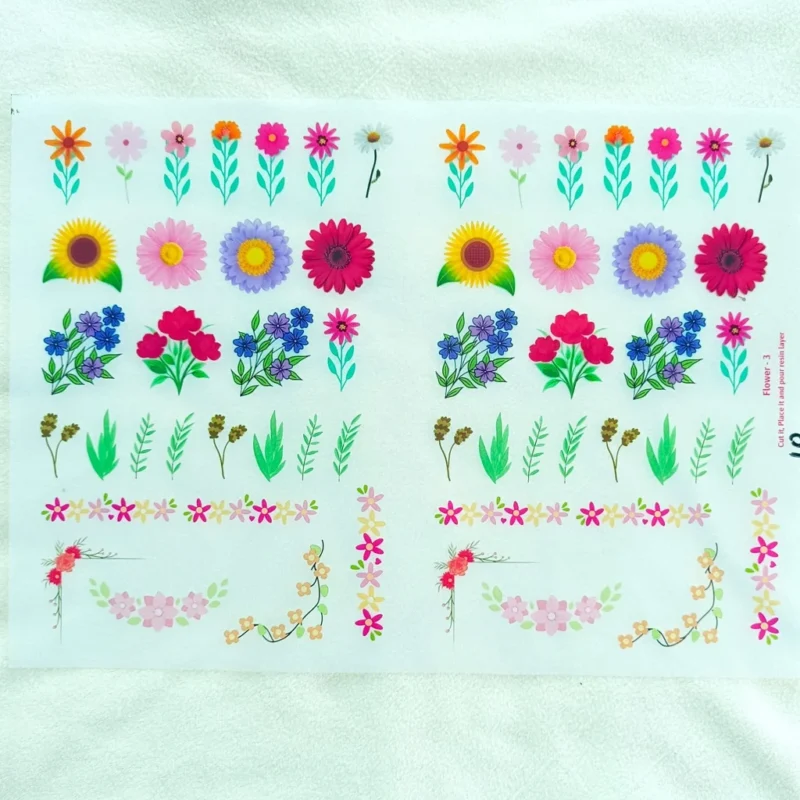3D Flowers UV DTF Sticker Sheet for Resin Art
