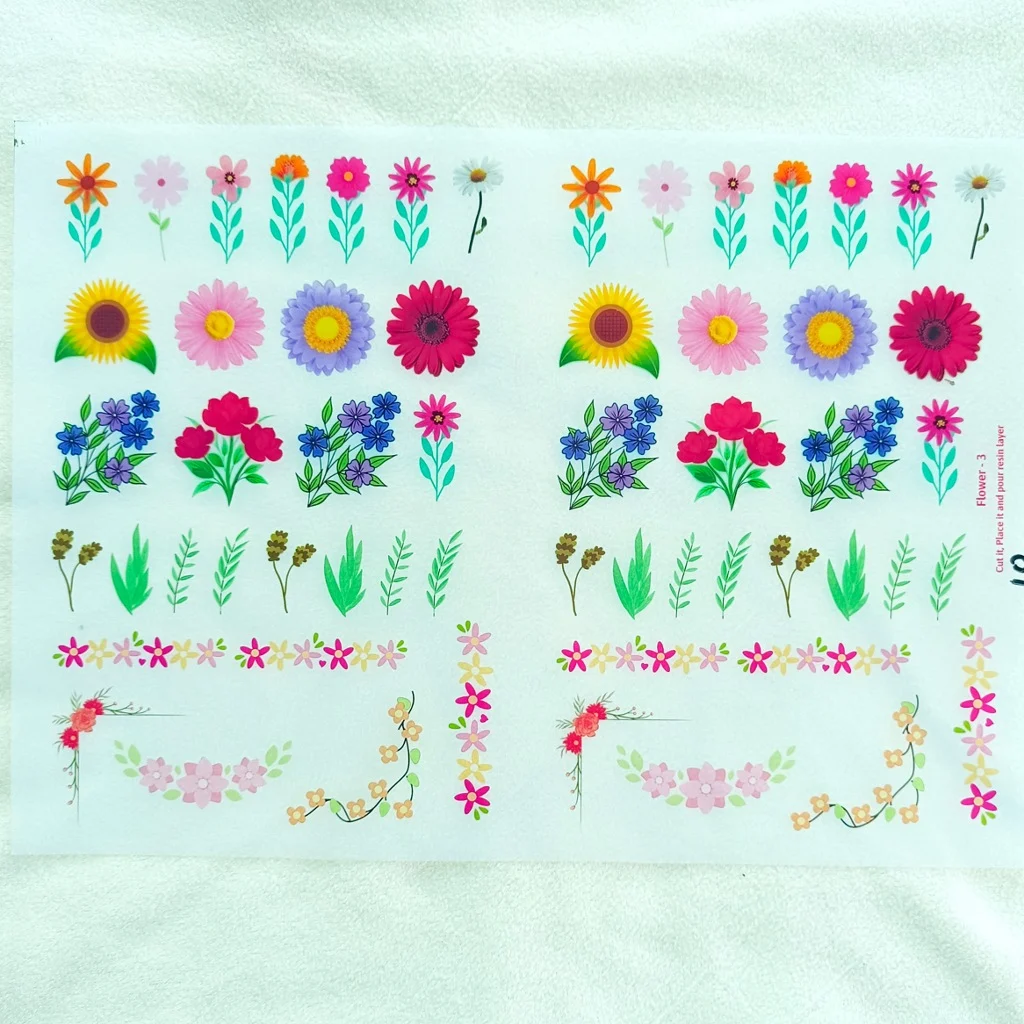 3D Flowers Insert Sticker Sheet for Resin Art 3D Flowers Insert Sticker Sheet for Resin Art