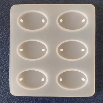 6 Cavity Oval Rakhi Silicone Mould for Resin Art | DIY Rakhi Making Mould with Thread Holes
