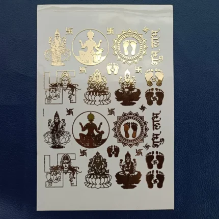 Diwali Sticker Sheet Resin Coaster with Embossed Gold Sticker | Handmade Epoxy Art Coaster