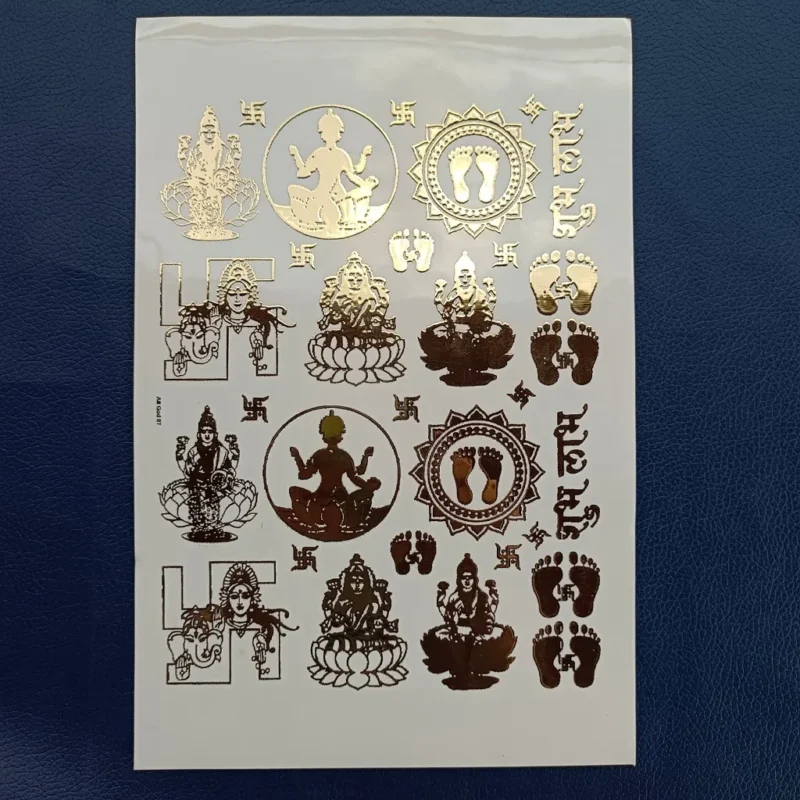 Diwali Sticker Sheet Resin Coaster with Embossed Gold Sticker | Handmade Epoxy Art Coaster