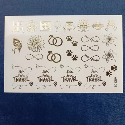 Travel Theme Resin Coaster with Jain Symbols & Embossed Gold Sticker | Handmade Epoxy Art Coaster