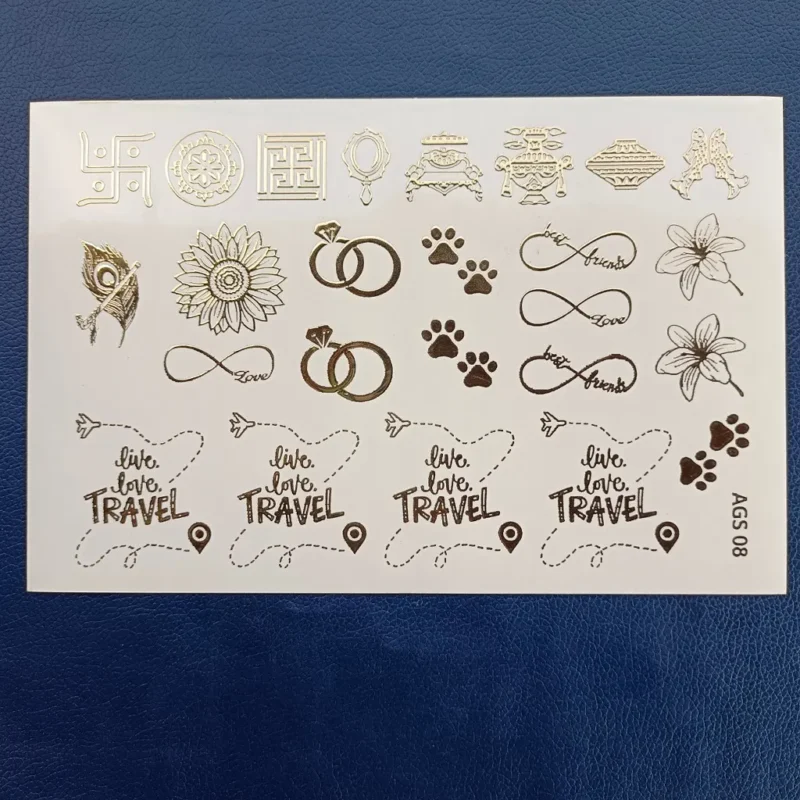 Travel Theme Resin Coaster with Jain Symbols & Embossed Gold Sticker | Handmade Epoxy Art Coaster