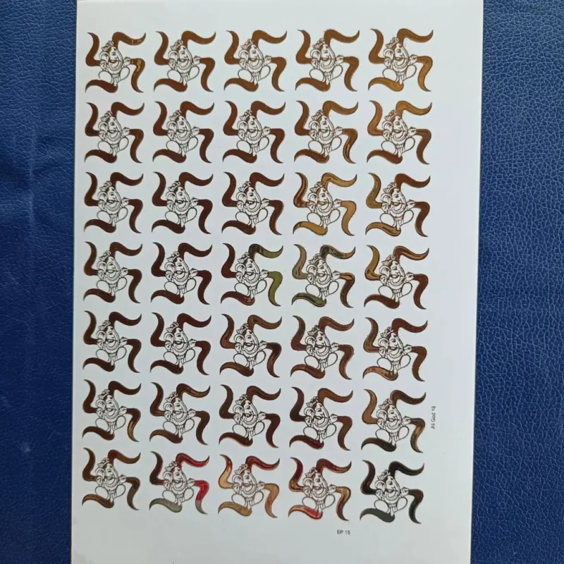 Ganesh Ji & Swastik Embossed Gold Sticker for Resin Art
