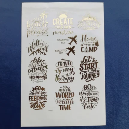 Travel Theme Resin Coaster with Embossed Gold Sticker | Handmade Epoxy Art Coaster