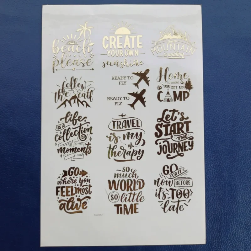 Travel Theme Resin Coaster with Embossed Gold Sticker | Handmade Epoxy Art Coaster