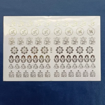 Ganesh Ji, Swastik & Om Resin Coaster with Embossed Gold Sticker