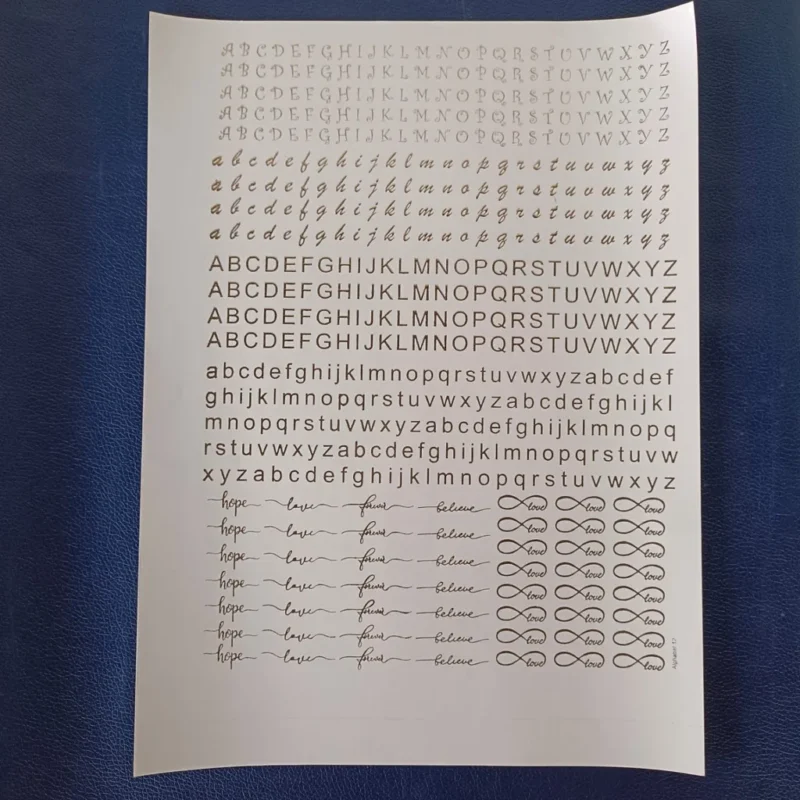 Alphabet Embossed Gold Sticker Sheet for Resin Art