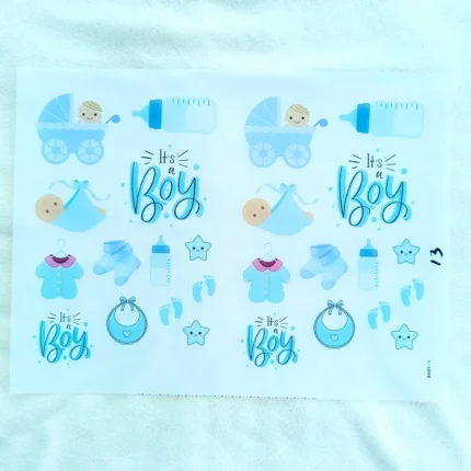 Baby Boy UV DTF Sticker Sheet for Resin Art