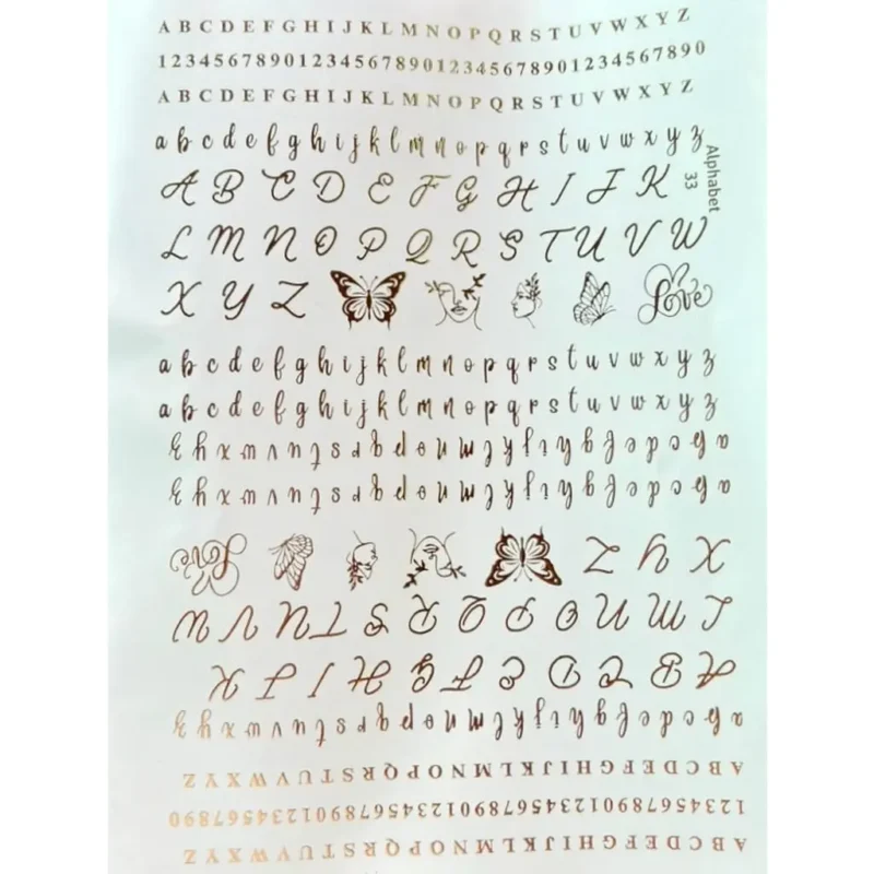 Alphabet & Numbers Embossed Gold Sticker for Resin Art
