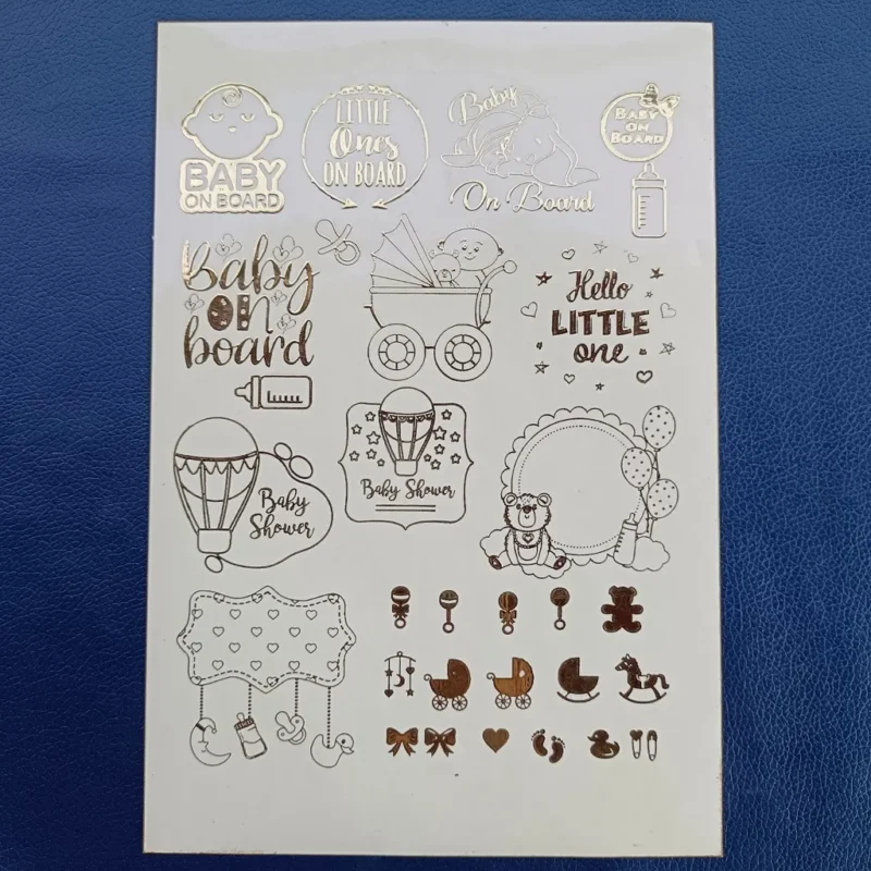 “Baby on Board” Resin Coaster with Embossed Gold Sticker | Handmade Epoxy Art Coaster