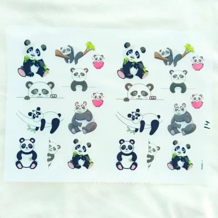 Cute Panda UV DTF Sticker Sheet for Resin Art