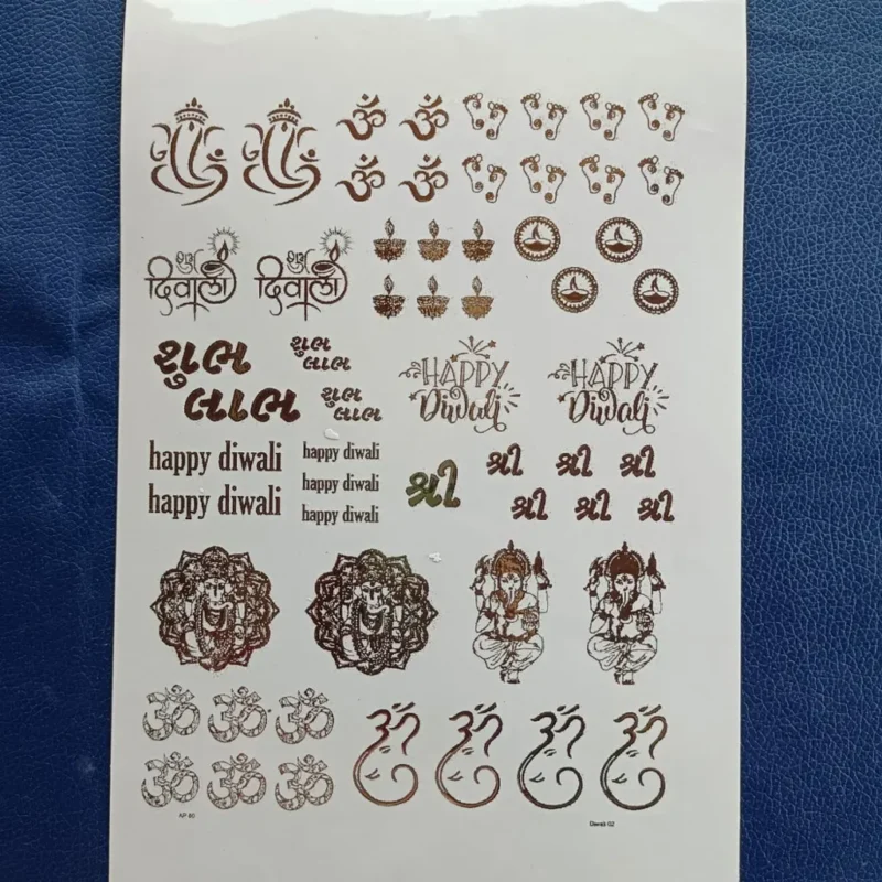 Happy Diwali Embossed Gold Sticker for Resin Art