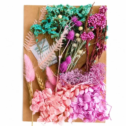 Pink with Turquoise Shade Dry Flower Packet for Resin Art