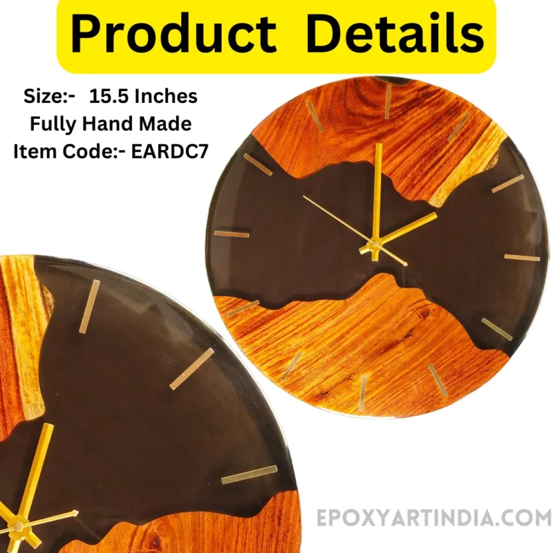 Enhance your interiors with our handcrafted Midnight Wood Resin Wall Clock featuring premium black epoxy resin and elegant natural wood texture. Designed for modern luxury homes, this artistic wall clock brings sophistication, warmth, and timeless décor appeal to any space.