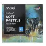 BRUSTRO Artist's Soft Pastels, Sticks - Set of 24 | Ideal for Layering, Blending, Scumbling, Vivid Colours, Intense Shades, Highly Pigmented, Fade Resistant Colors