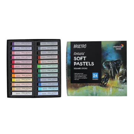 BRUSTRO Artist's Soft Pastels, Sticks - Set of 24 | Ideal for Layering, Blending, Scumbling, Vivid Colours, Intense Shades, Highly Pigmented, Fade Resistant Colors
