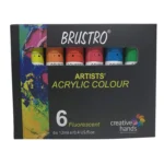 Brustro Artists Acrylic Colour Paint Set of 6 Fluorescent Colours x 12ml Tubes