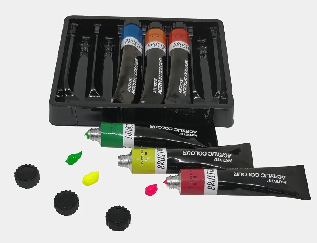 Brustro Artists Acrylic Colour Paint Set of 6 Fluorescent Colours x 12ml Tubes