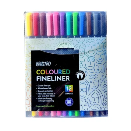 BRUSTRO Coloured Fineliner Set of 12, 0.4mm. Ideal for Writing, Drawing, Doodles, Mandala etc.