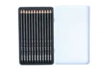 BRUSTRO Artists Fineart Graphite Pencil Set of 12 (10B-2H) with Elegant Tin Box